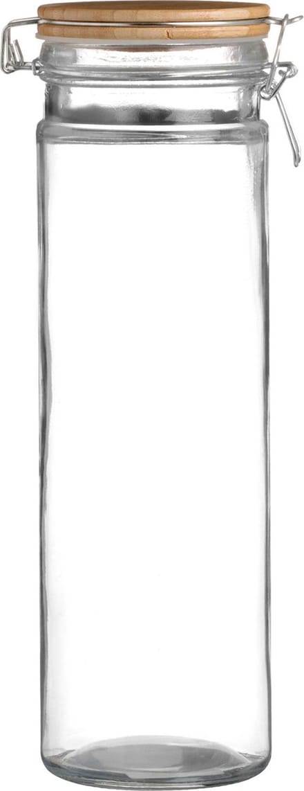 Urban Living Voorraadpot/bewaarpot - 1,9L - glas - met beugelsluiting - bamboe deksel