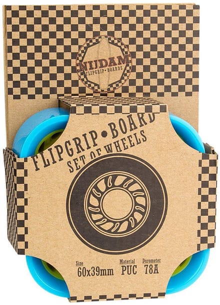Nijdam Flip Grip Board Wielen - 60 x 39 mm - 4st - Blauw/Geel