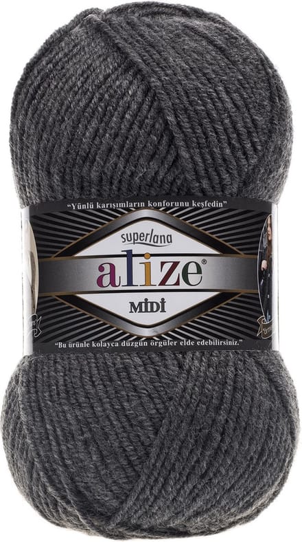 Alize Superlana Midi 182 Medium Grey Pakket 5 Bollen 500 Gram
