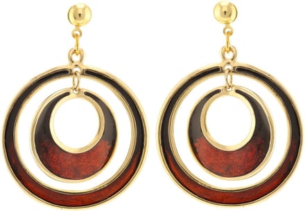 Behave - Dames oorbellen - Goudkleur bruin retro look - 5 cm hangerstijl
