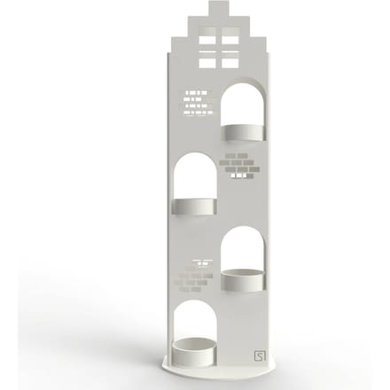 Steellish Grachtenpand | Kerst | 4 Waxinelichthouders | Theelichthouder | Large | Wit | 3D