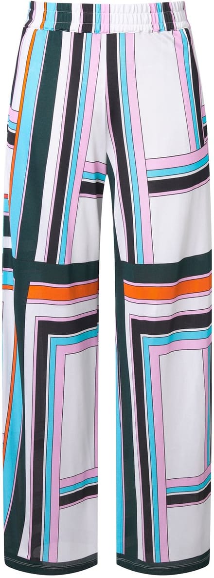 Ulla Popken - Dames - Slinky broek van piqué - Sneeuwwit - Maat 42+