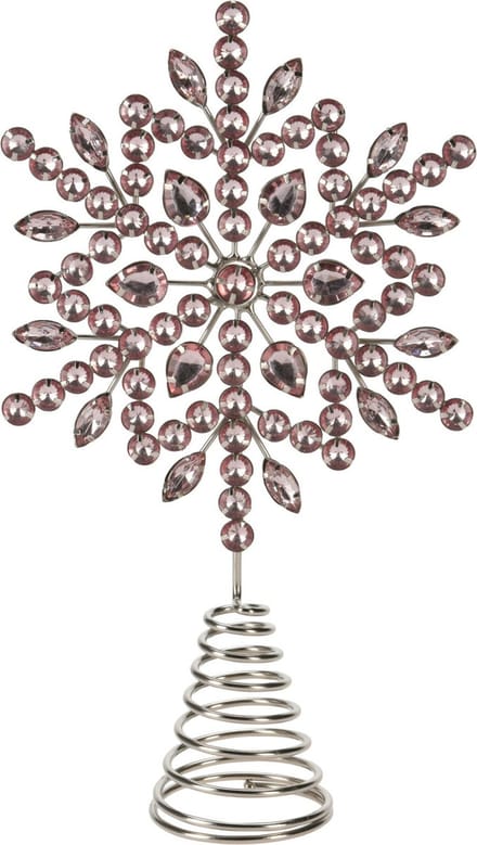 Christmas Decoration piek - ster vorm - lichtroze met steentjes - 23 cm