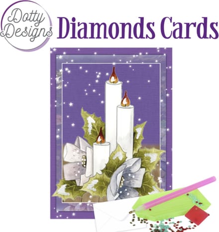 Diamond Painting Dotty Design Diamonds Cards |3 Candles with Flowers