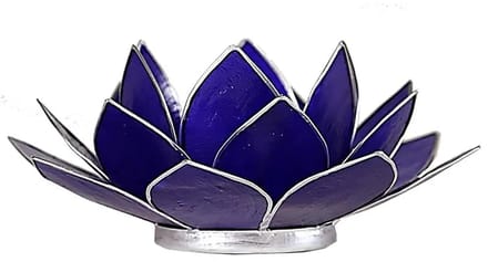 Lotus sfeerlicht indigo 6e chakra zilverrand (Ø 13.5 cm)
