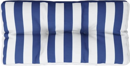 vidaXL - Palletkussen - gestreept - 80x40x12 - cm - stof - blauw - en - wit