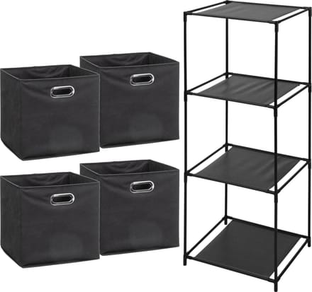 Storage Solutions Opbergrek Smartrack - met 4x mandjes stof - donker grijs - 34 x 104 cm