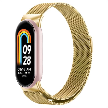 Milanees magnetisch bandje - Geschikt voor Xiaomi Smart Band 8 / 9 / 11 Active - Goud