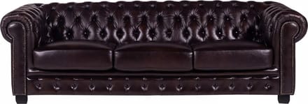 Vente-unique Vierzitsbank Chesterfield BRENTON 100% buffelleer - bruin tinten