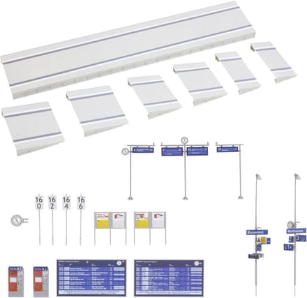 Model Spoor Station - Perron Set - Modelbouw - Met Accessoires - H0 Schaal - Grijs
