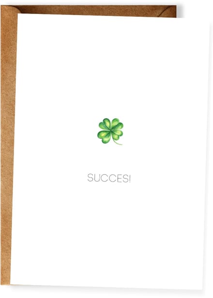 Motiverende wenskaart - Succes - Klavertje vier - Wenskaart met envelop