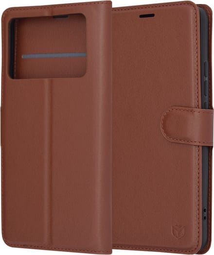 Hoesje geschikt voor Xiaomi Poco X6 Pro - Techsuit Leather Folio Book Wallet Case - Bruin