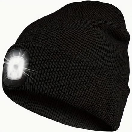 LED is more muts - Oplaadbare Led Muts - Unisex muts met LED verlichting - Muts met licht - 3 Lichtsterktes - Acryl/Polyester - Grijs