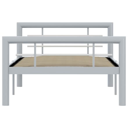 vidaXL - Bedframe - metaal - grijs - en - wit - 100x200 - cm