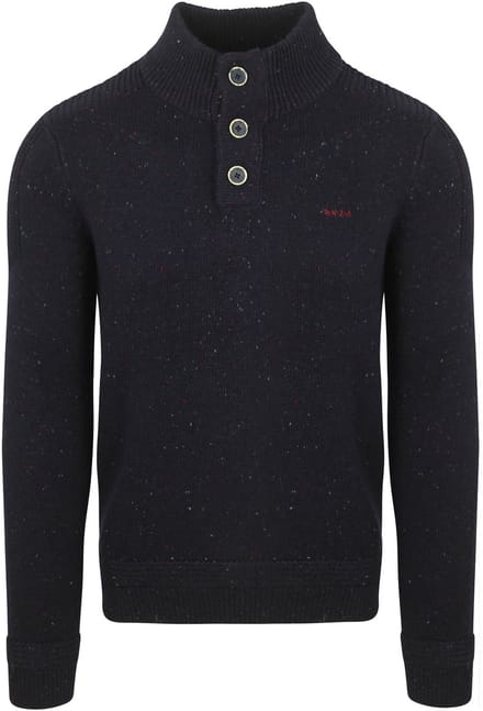 NZA - Blauwe katoenen half button trui