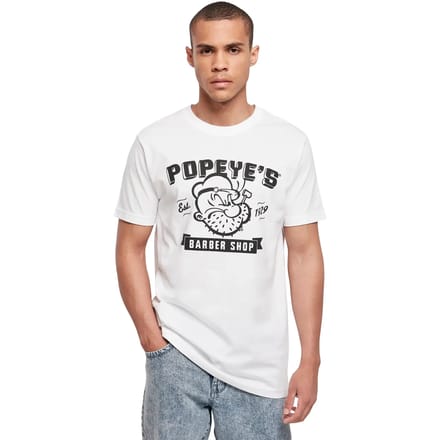 Merchcode Popeye - Popeye Barber Shop Heren Tshirt - XS - Wit