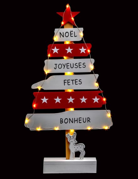 JJA - Lichtgevende Kerstboom Decoratie Rood en Wit 50 cm met LED