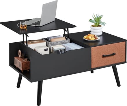 In hoogte verstelbare salontafel met lift-top en opbergruimte