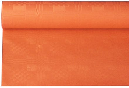 12x Tafelkleed papier met damastprint 6 m x 12 m nectarine