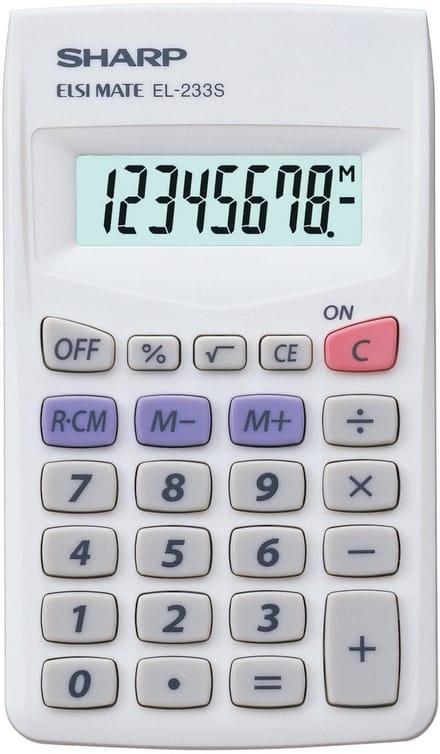 Sharp rekenmachine - grijs - 8 digit - 1x LR44 batterij