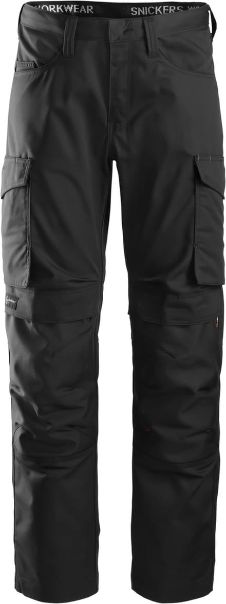Snickers 6801 Service Broek met Kniestukzakken - Zwart/Zwart - 160
