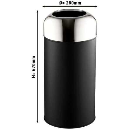 GGM Gastro Abfallbehälter für Innen & Außen - 40 Liter - Schwarz/Chrome