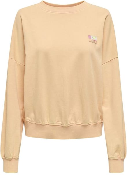Only Onlinna Ls Washed O-neck Carael Crea | Oranje | Maat: M