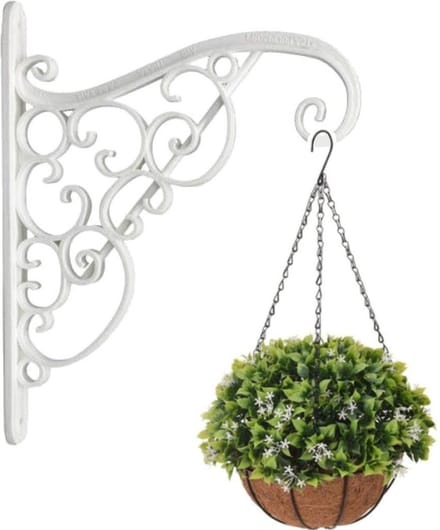 Prosperplast Bloempothanger/bloempot haak - kunststof - wit - 20 x 23 cm