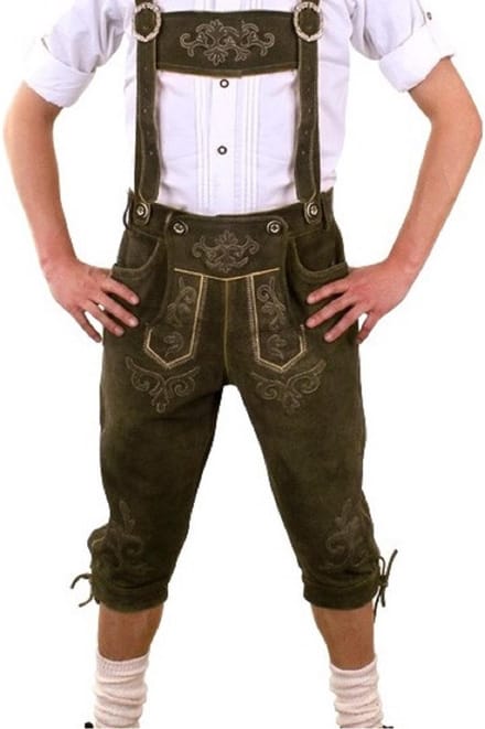 Lederhose groen deluxe knee-over + borduur (echt leer) - Maat 56