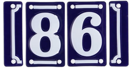 Best for Boots huisnummer 86 met sierrand - Oudhollands - emaille - blauw/wit