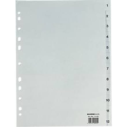 Tabbladen Recycling - gerecycled karton - A4 - numeriek 1-12 – onze merk Schäfer Shop