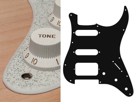 Boston ST-223-SSV pickguard, Stallion, SSH, 3 pot holes, 3-5 switch, 2 ply, sparkling silver