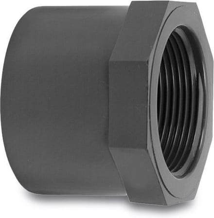 VDL Verloopring PVC-U 20 mm x 3/8" lijm spie x binnendraad 16bar grijs