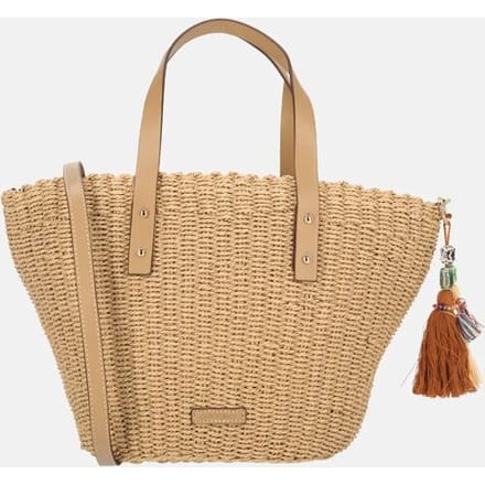 Laurent David Leo handtas M raffia taupe