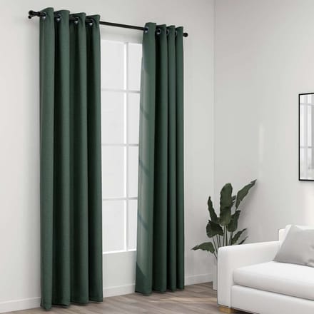 vidaXL - Gordijnen - linnen-look - verduisterend - ogen - 2 - st - 140x245 - cm - groen