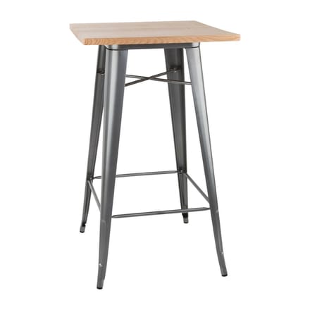 Bolero Bistro Bartafel Met Houten Blad Grijs - Bolero FB596