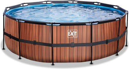 EXIT Wood Frame Zwembad ø427 - Opzetzwembad - met Zandfilterpomp - Rond - Bruin
