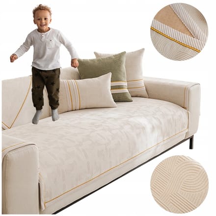 Crème bankhoes 90x160 cm met gouden bies