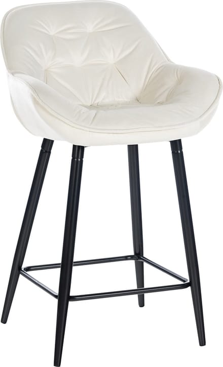 CLP Gibson Barkruk - Met armleuning - Met rugleuning - creme Fluweel