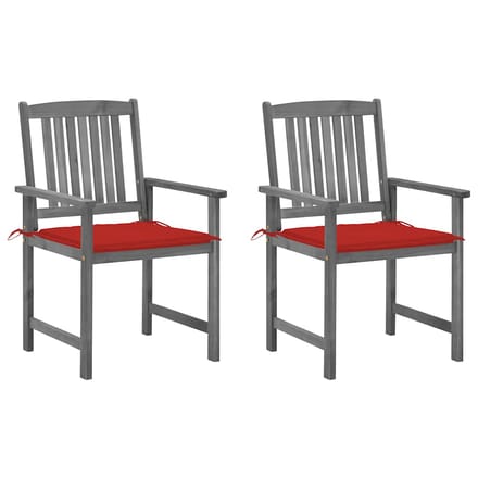 vidaXL - Tuinstoelen - 2 - st - met - kussens - massief - acaciahout - grijs