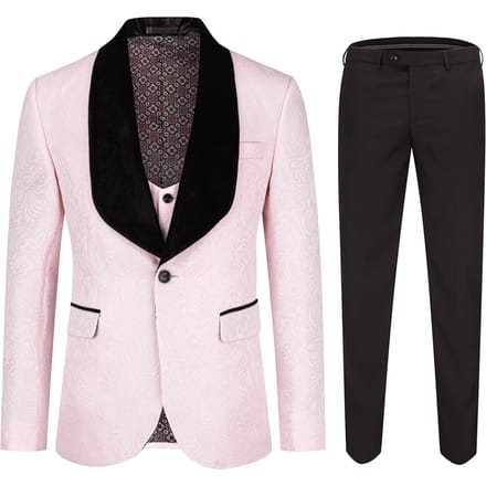 3-delig paisley roze pak met sjaalkraag