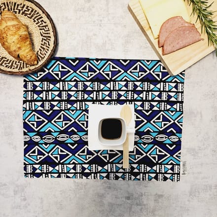 Placemats Set van 4 | 100% Katoen Geweven 40x30cm | ''Mudcloth'' geïnspireerde Wasbare Boho Stoffen Placemats