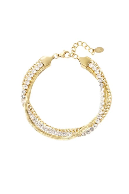 Armband dubbele laag steentjes - goud - 3 in 1 armband - lina's clover
