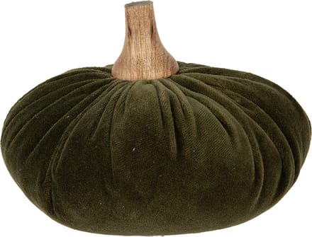 Clayre & Eef Decoratie Pompoen Ø 15x12 cm Groen Polyester Herfst decoratie