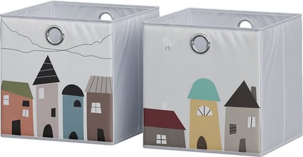 Vicco Opvouwbare box – 30 x 30 cm (Stad motief) Grijs (stad)