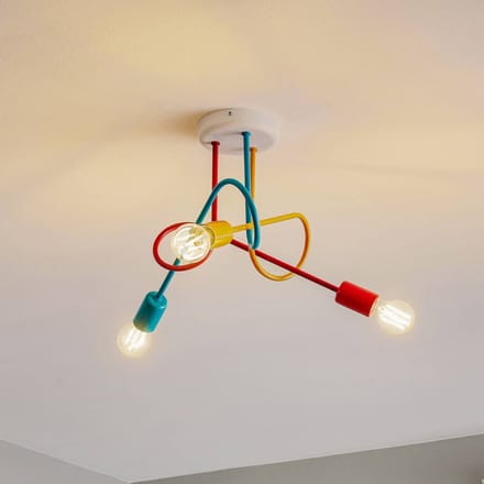HELAM Oxford plafondlamp 3-lamps oranje/rood/turkoois