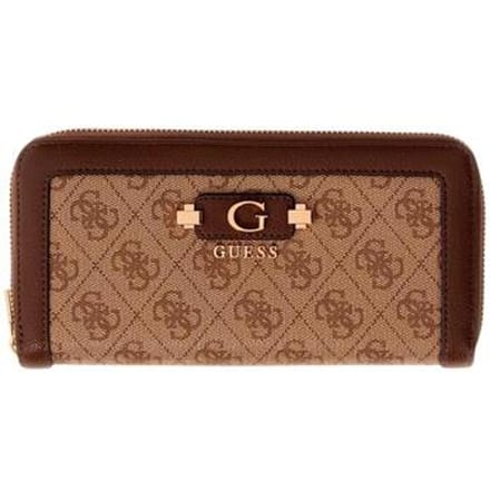 GUESS portemonnee Lindsey SLG Zip Around Wallet Latte Logo bruine