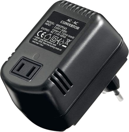 Spanningstransformator 110 V op 230 V, 45 W, AC/AC, Zwart