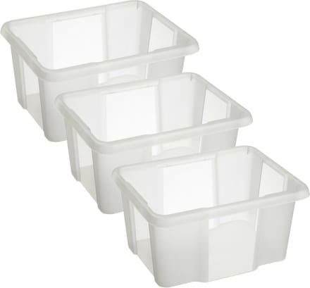 Sunware Opslagbox Nesta - 3x - kunststof - 24L - transparant - 42 x 33 x 22 cm - stapelbaar