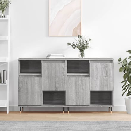 vidaXL - Dressoirs - 2 - st - bewerkt - hout - grijs - sonoma - eikenkleurig